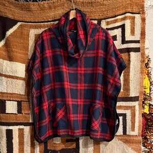 Red and Black Tartan Plaid Poncho